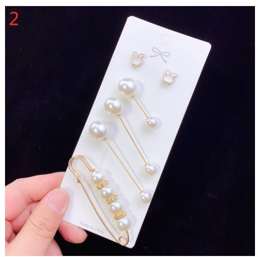 Brooch Pin Overalls Waist Opening Pearl Pin Buckle Clothes Fixed