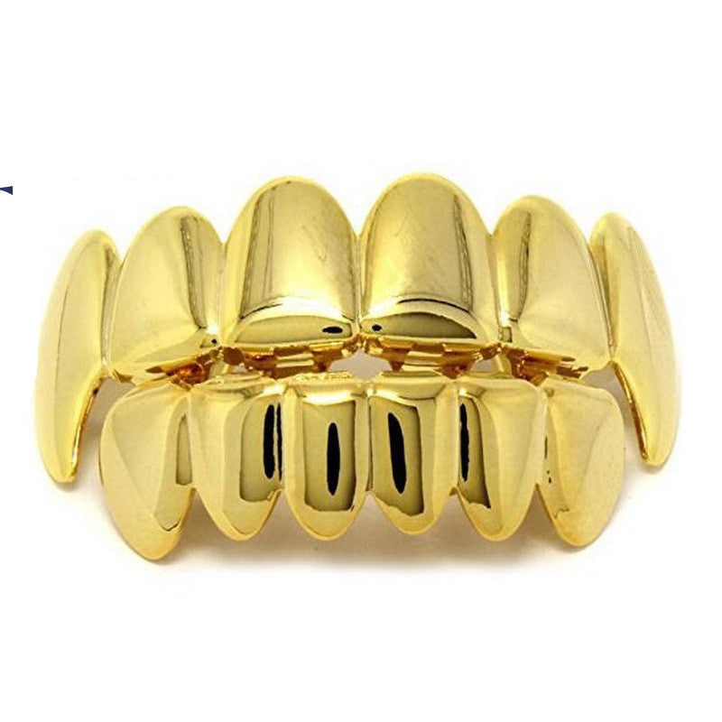 Gold Plated Hip Hop Teeth Grillz Caps - Removable Top & Bottom Set