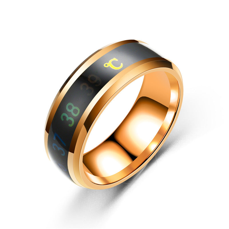 Fashion new smart temperature couple ring mood temperature display ring