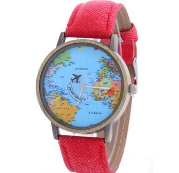 Canvas Band Map Dial Plate Watch