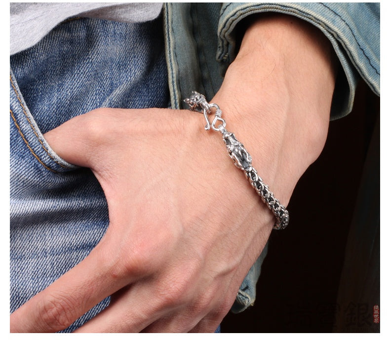Men's Sterling Silver Dragon Bracelet