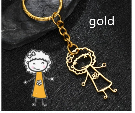 Stainless Steel Children Cartoon Hand Drawn Doodle Name Necklace