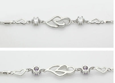 Heart Bracelet with Crystal Accents Sterling Silver