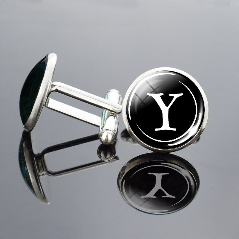 Twenty-six English alphabet cufflinks metal