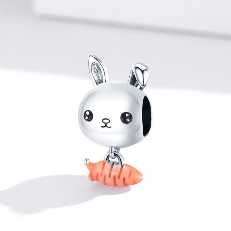 925 sterling silver enamel carrot rabbit metal charm