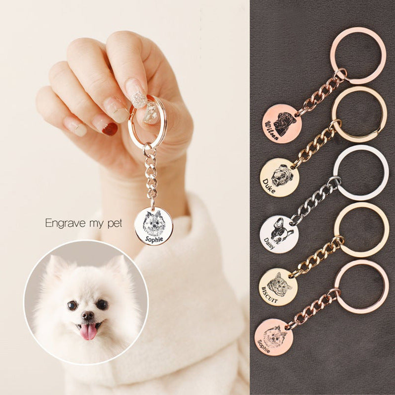 Ins Pet Cat And Dog  Photo Diy Keychain