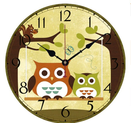 European and American style rustic wall clock owl series wall clock retro wall clock