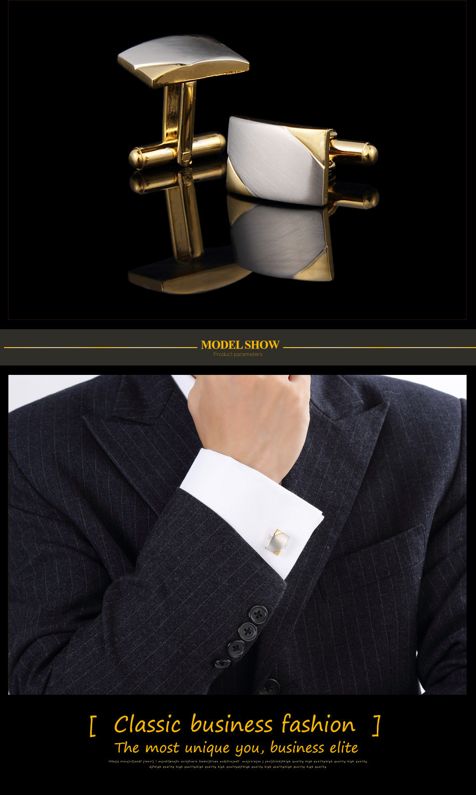 Gold two-tone brushed men's cufflinks