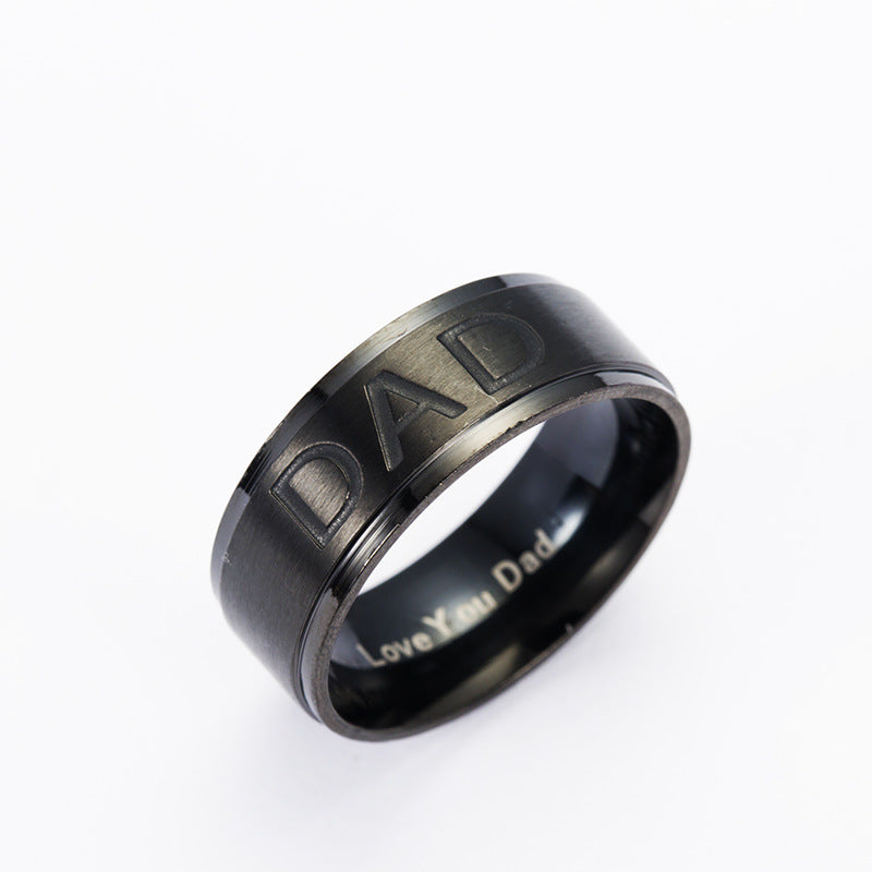 Monogram ring titanium steel ring
