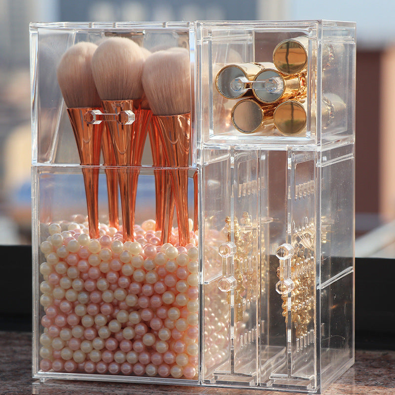 Clear Acrylic Makeup Brush & Jewelry Storage Box