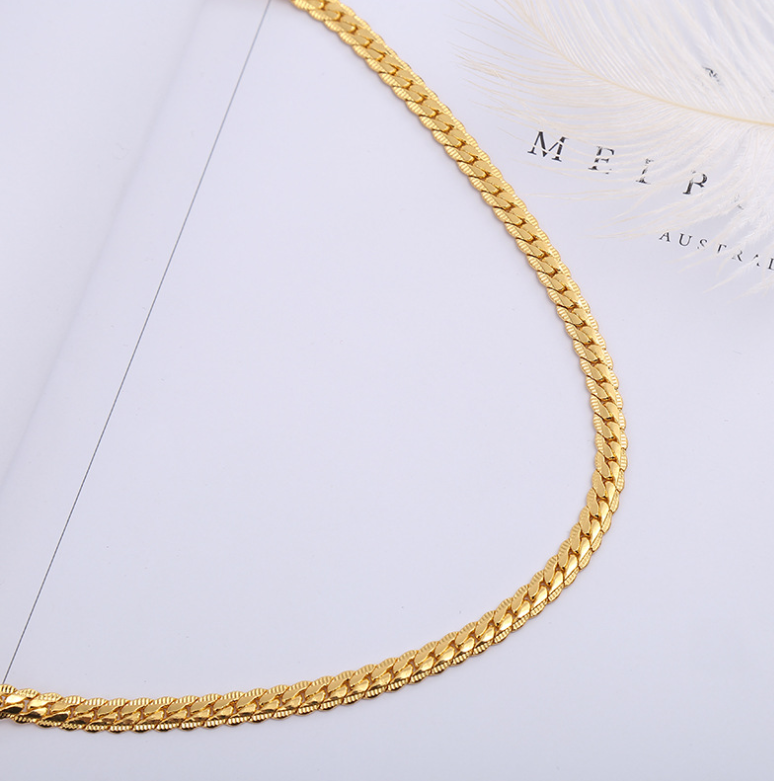 Men Necklace Gold Tone Snake Chain