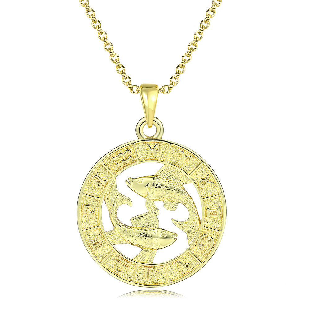 Men Woman 12 Zodiac Sign Gold Pendant Necklace Jewelry New