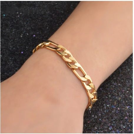 8 Inches Curb Cuban Chain Gold Color Bracelets For Men