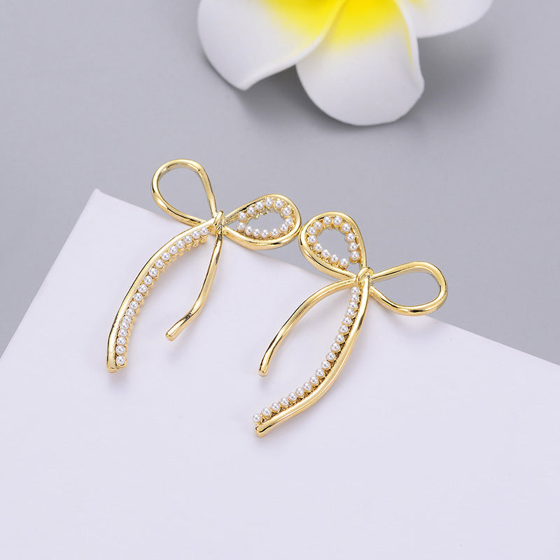 Earrings Simple Temperament Inlaid Pearl Ear Hook Earrings