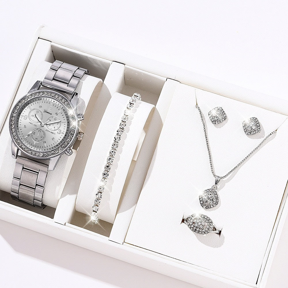 Luxury All-match Diamond Big Rhinestone Women's Five-piece Gift Box