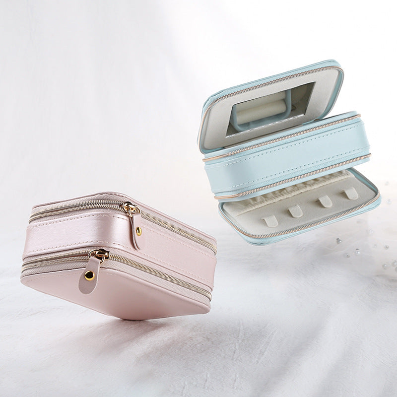 Simple Zipper Leather Jewelry Box