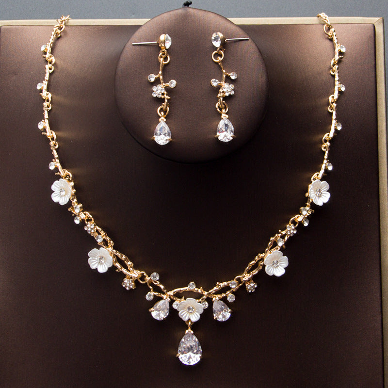 Bridal Wedding Zircon Necklace Earrings Set