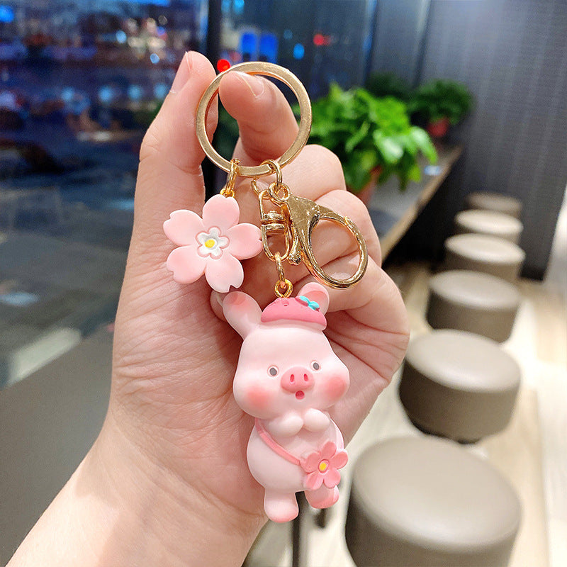 Cherry Blossom Pig Personality Creative Keychain