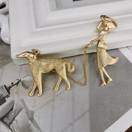 Jewelry Matte Gold Dog Walker Collection Brooch