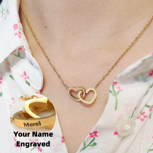 Forever Double Heart Custom Name Necklace