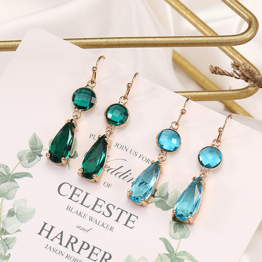 Elegant Pink & Emerald Double Drop Earrings