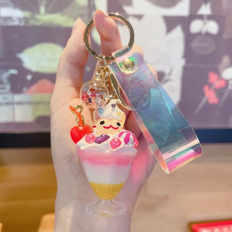 New Creative Animal Ice Cream Keychain Pendant