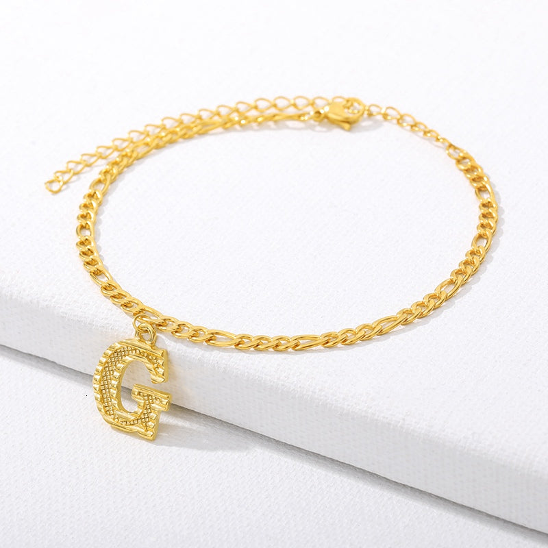 Initial Gold Letter Anklet Alphabet Pendants Jewelry