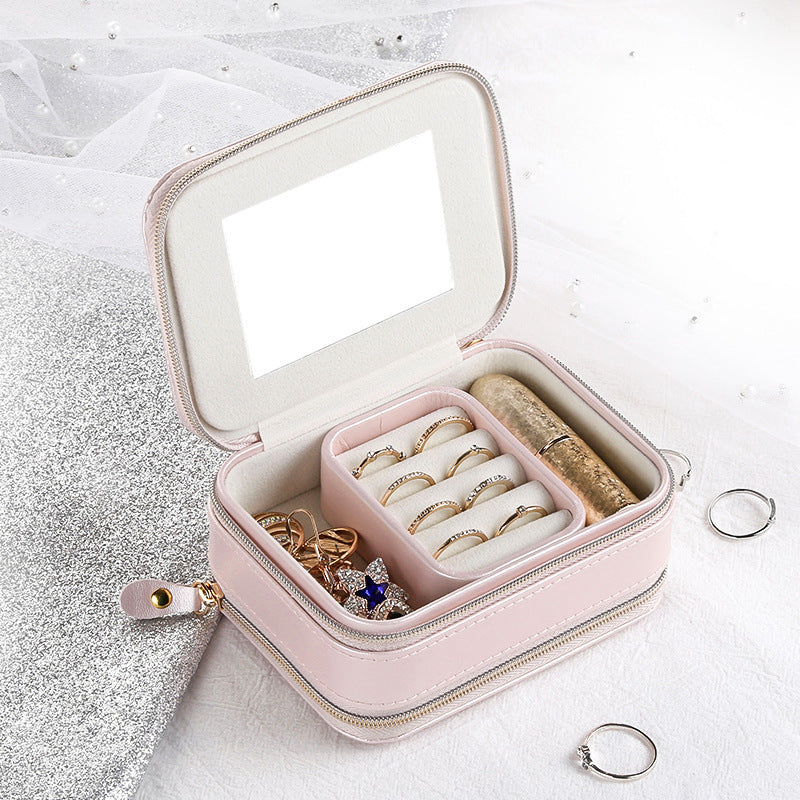 Simple Zipper Leather Jewelry Box
