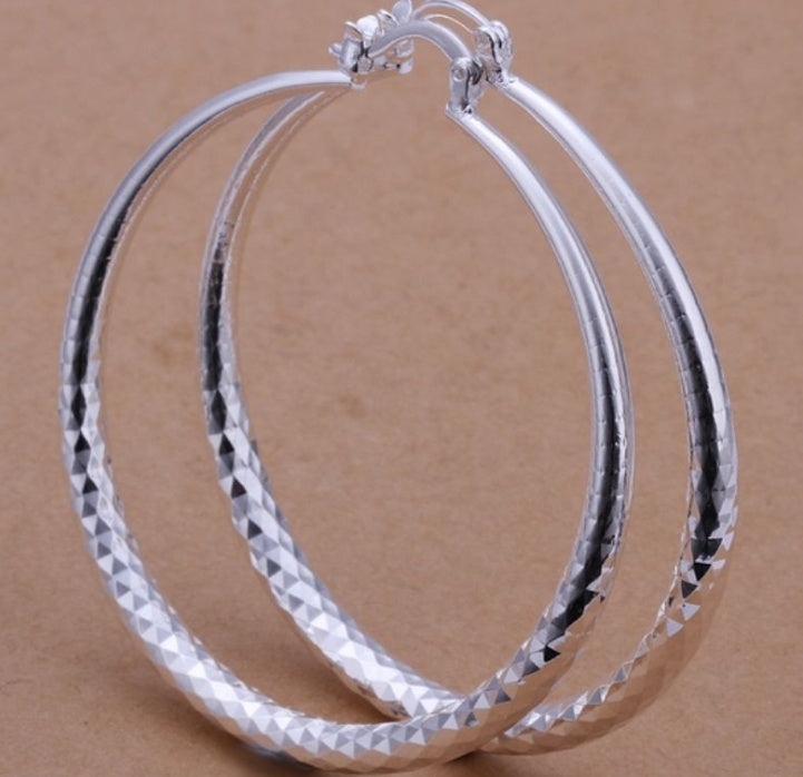 925 Silver Exaggerated Large U-Shape Hoop Earrings