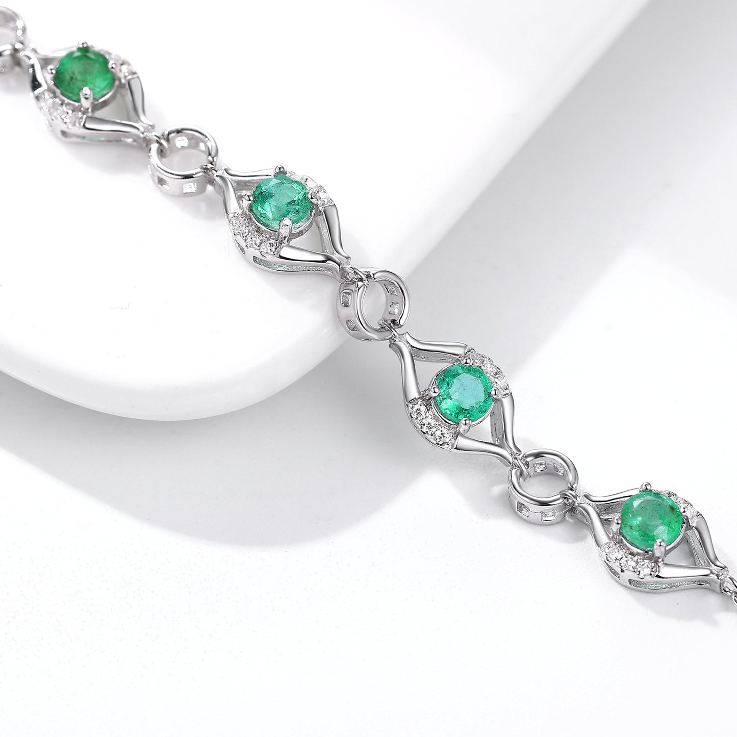 Natural Emerald Bracelet Female S925 Silver Set Gem Jewelry