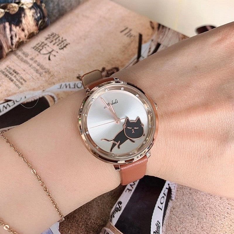 Shaking His Head Kitten Fashion Female Student Watch