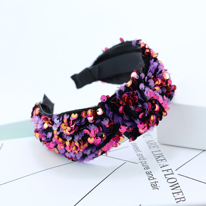 Hair Color Super Glitter Cross Knot Headband