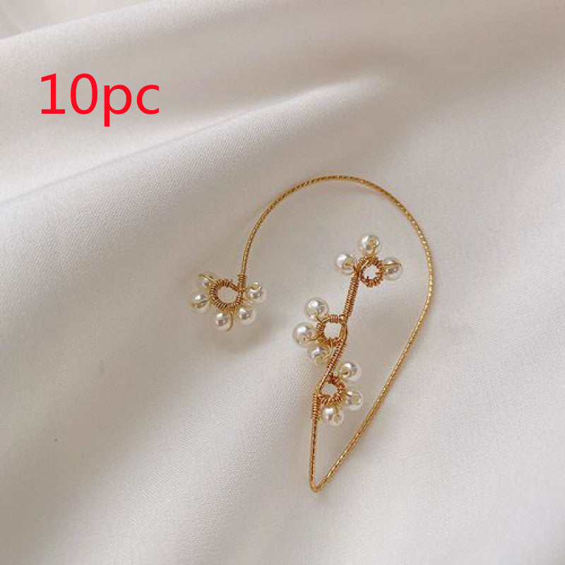 New Summer Fashion Net Celebrity Cold Wind Braided Pearl Earrings