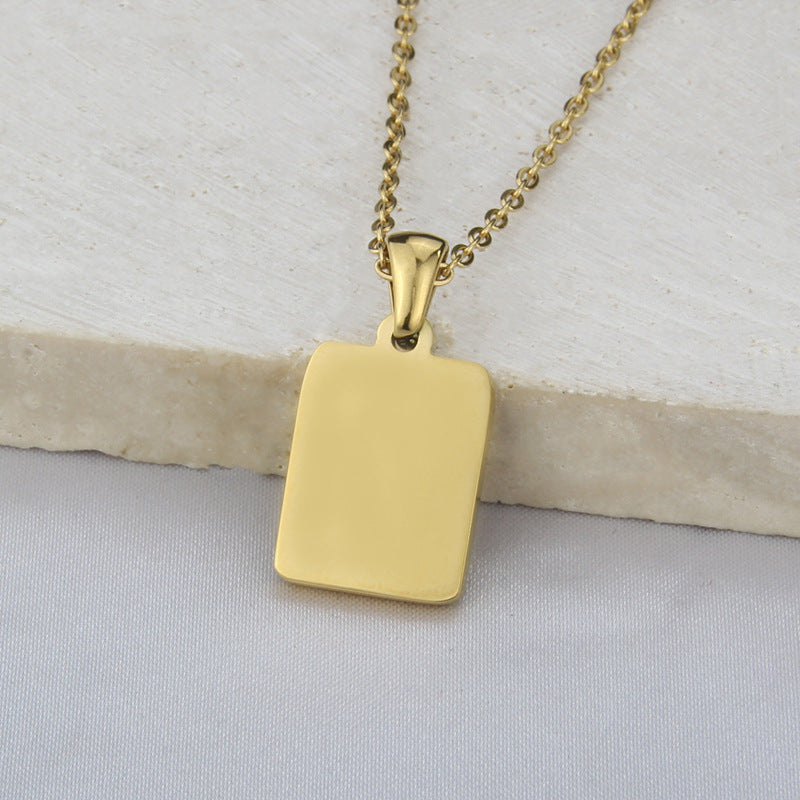 Stainless Steel Square Shell Zodiac Necklace