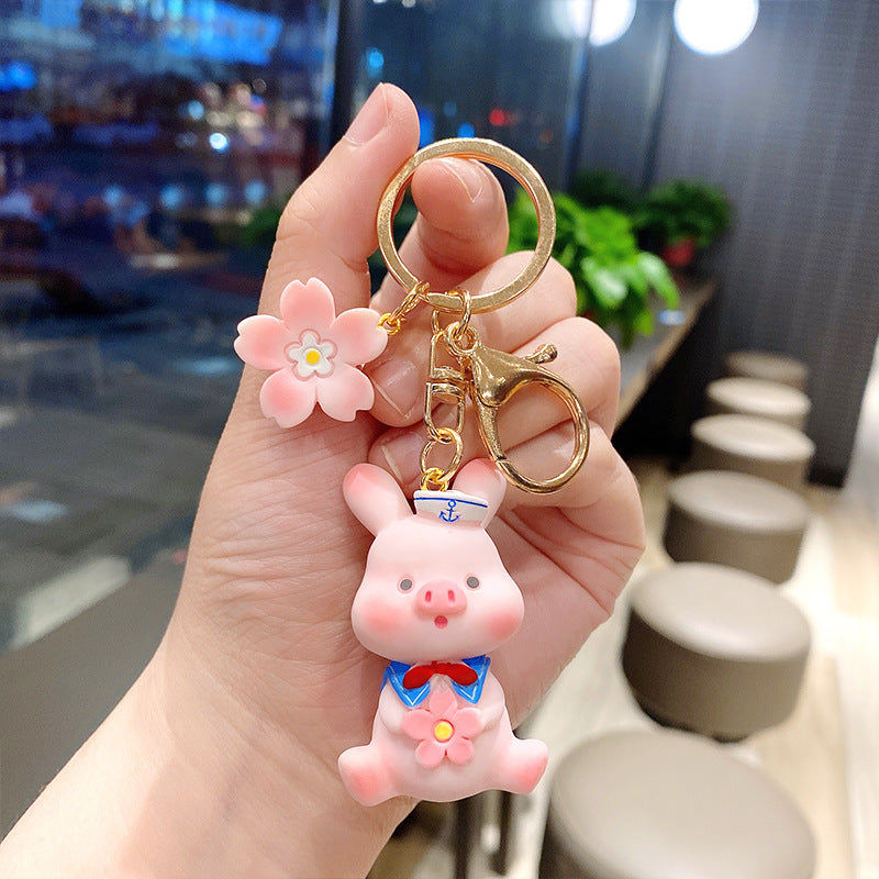 Cherry Blossom Pig Personality Creative Keychain