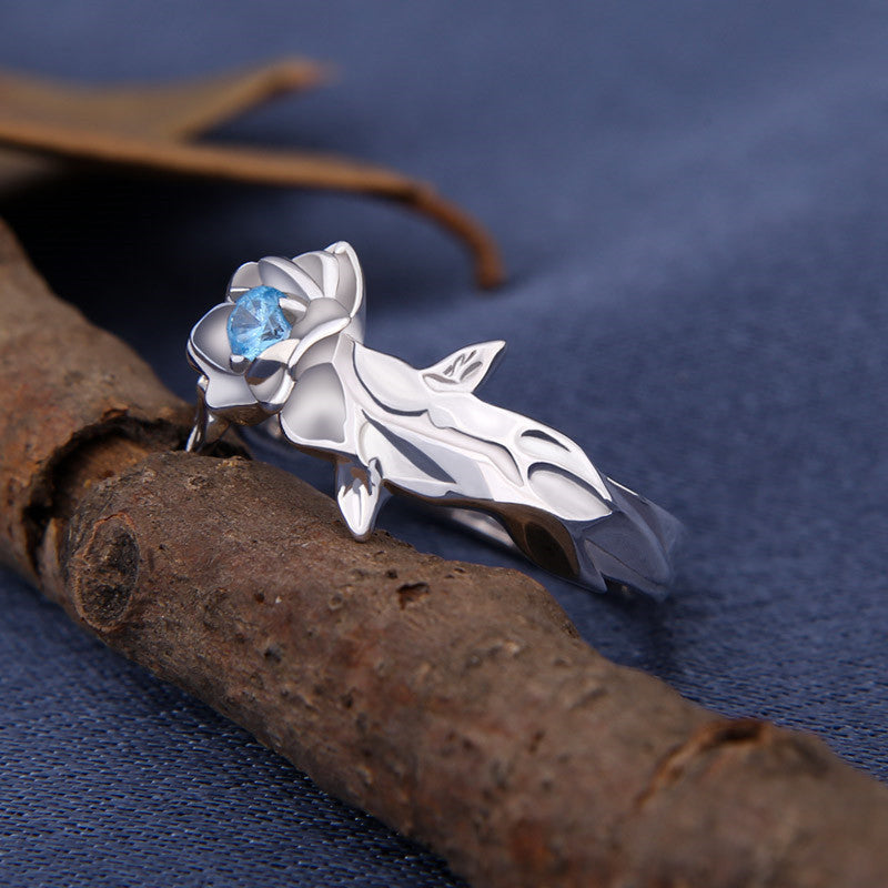 Blue Rose 925 Silver Jewelry Ring Anime