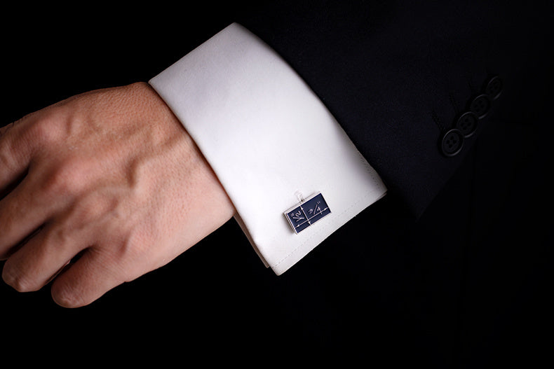 Copper Enamel Blue Cufflinks for Men
