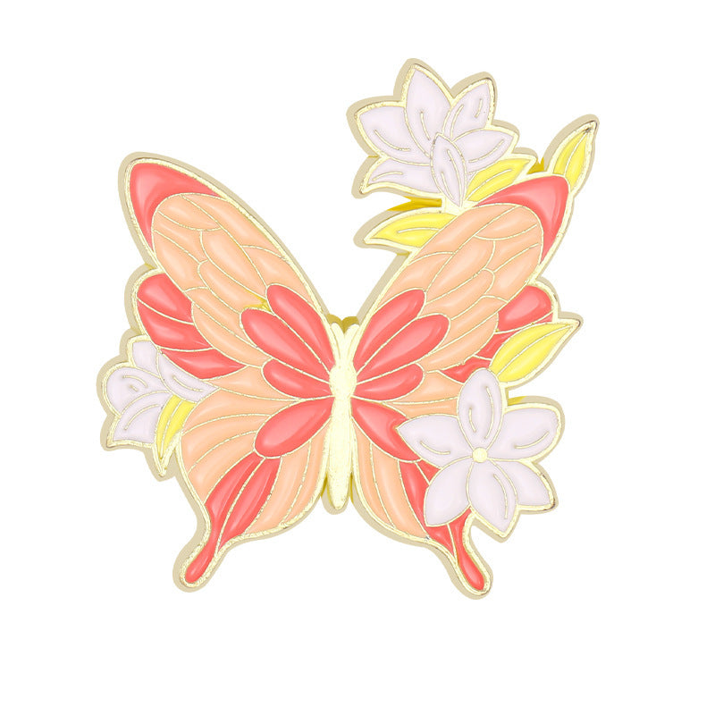 Flower Glaze Lily Colorful Butterfly Brooch