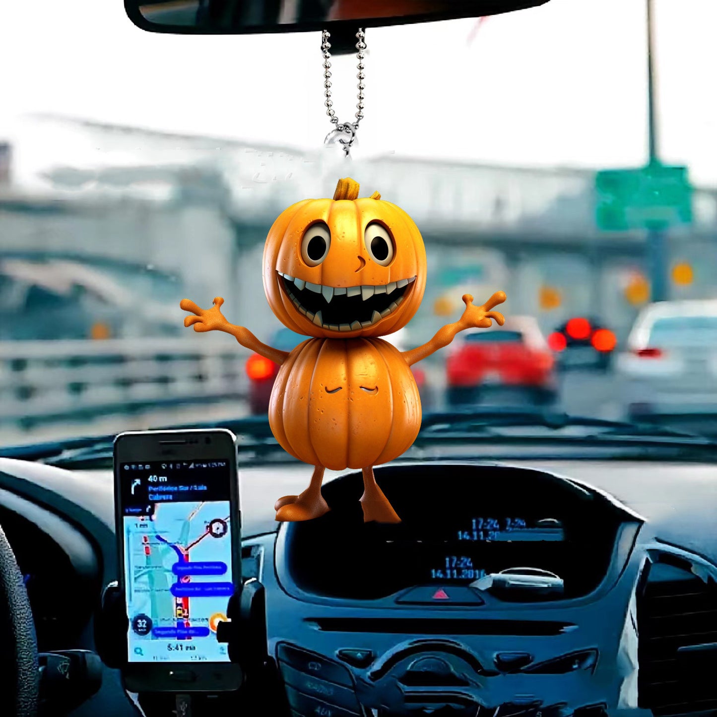 Halloween Creative Pumpkin Man Automobile Hanging Ornament Keychain