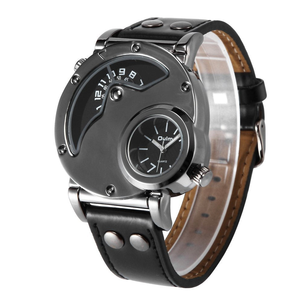 OULM dual time zone quartz watch