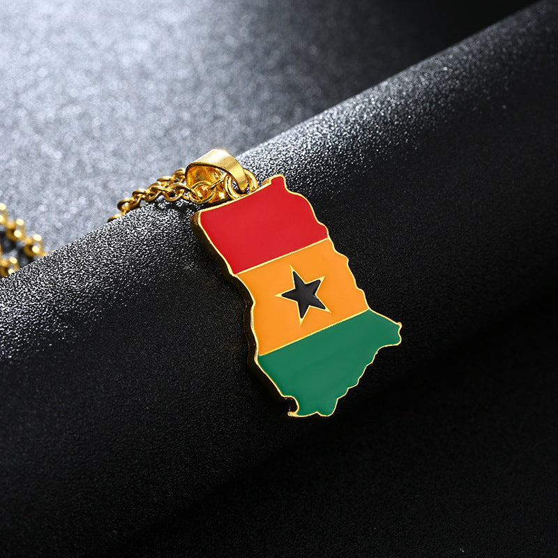 Ghana Stainless steel chain men and women patriotic jewelry