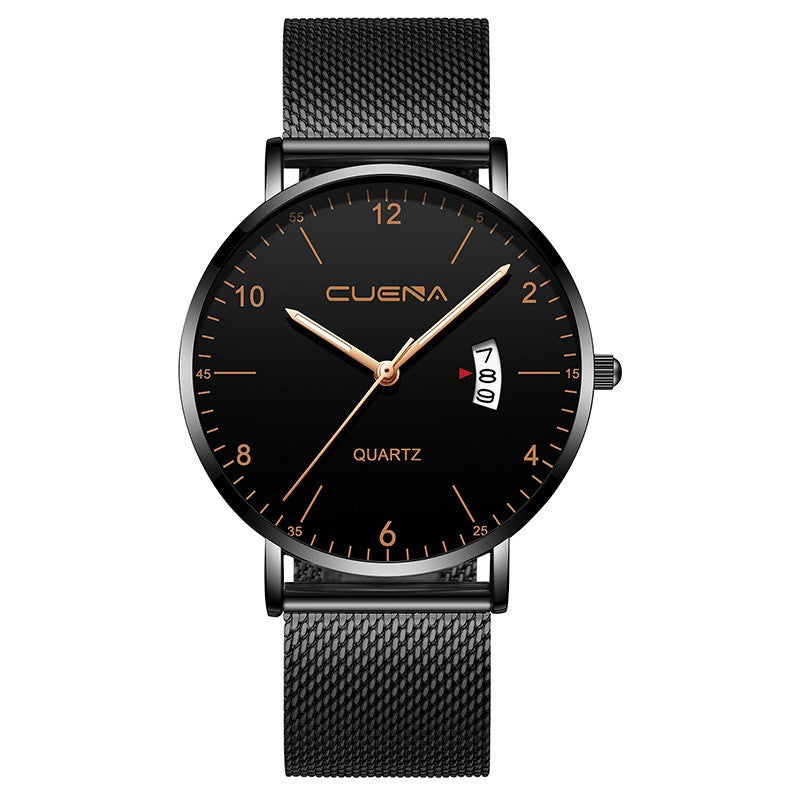 Ultra-thin quartz watch with calendar