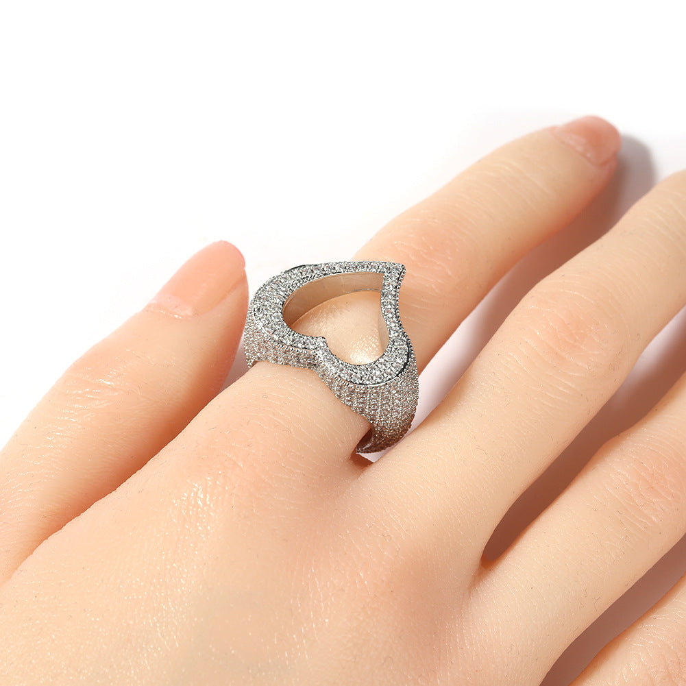 Fashion Personality Hollow Heart Zircon Ring