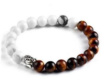 Europe and the United States fashion lava rock natural stone Buddha head Golden Buddha men and women bracelet