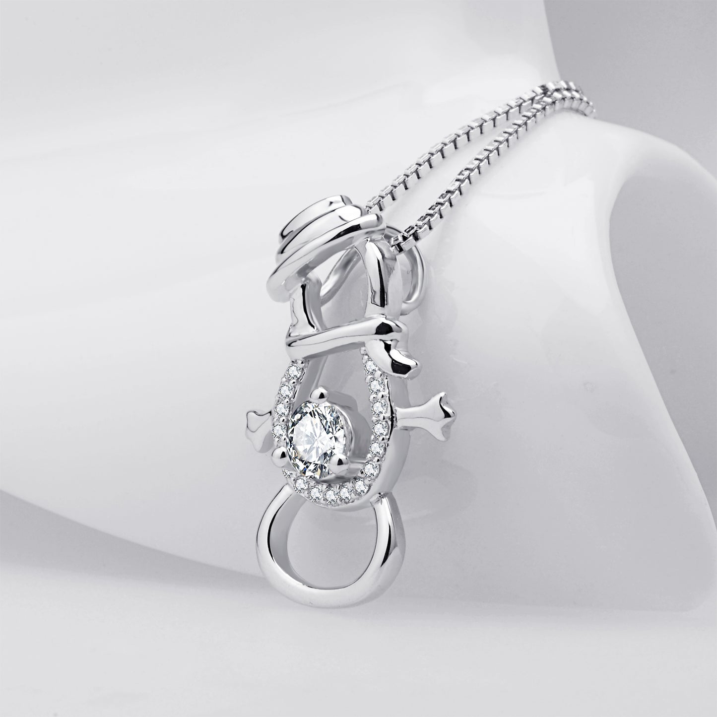 Snowman Pendant 925 Silver Necklace