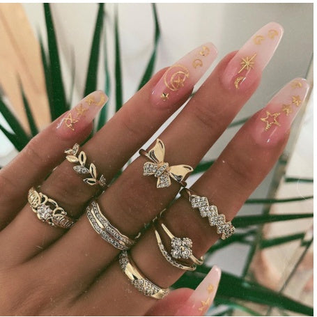 Gold Boho & Vintage Stackable Ring Set