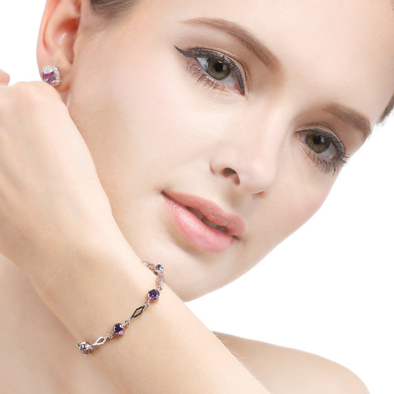 Women's Sterling Silver Crystal Bracelet