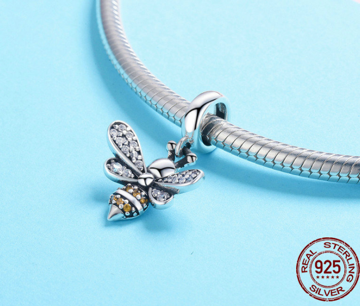 2021 new simple bee story pendant 925 sterling silver bracelet beaded diy necklace jewelry accessories SCC821