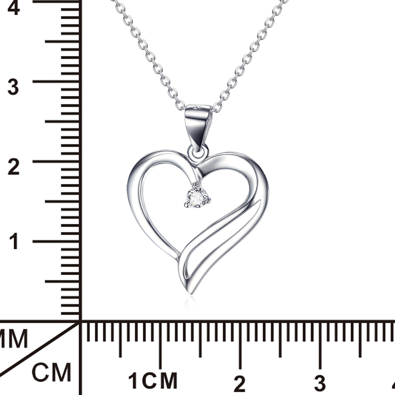 Heart  Pendant 925 Silver Diamante Necklace