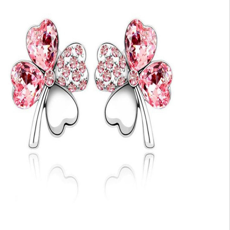 Four-leaf clover crystal full earring earrings